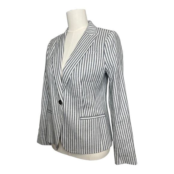 NWT Banana Republic Blazer Linen Cotton Blend Womens Jacket Pinstripe 4 Preppy - Picture 5 of 9